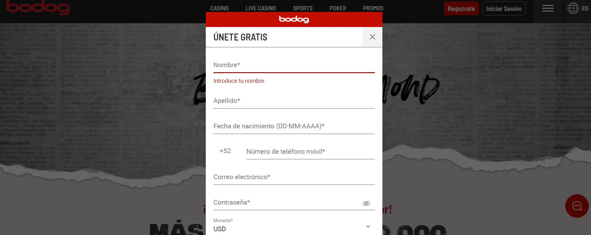 Ingresa tus datos formulario registro